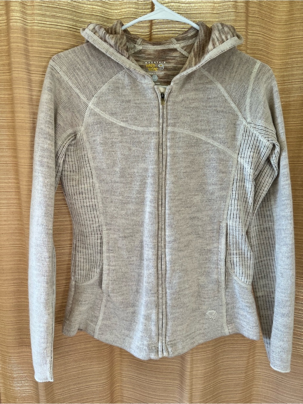 Mountain Hardwear wool blend Women's Light Taupe Full-Zip Hoodie